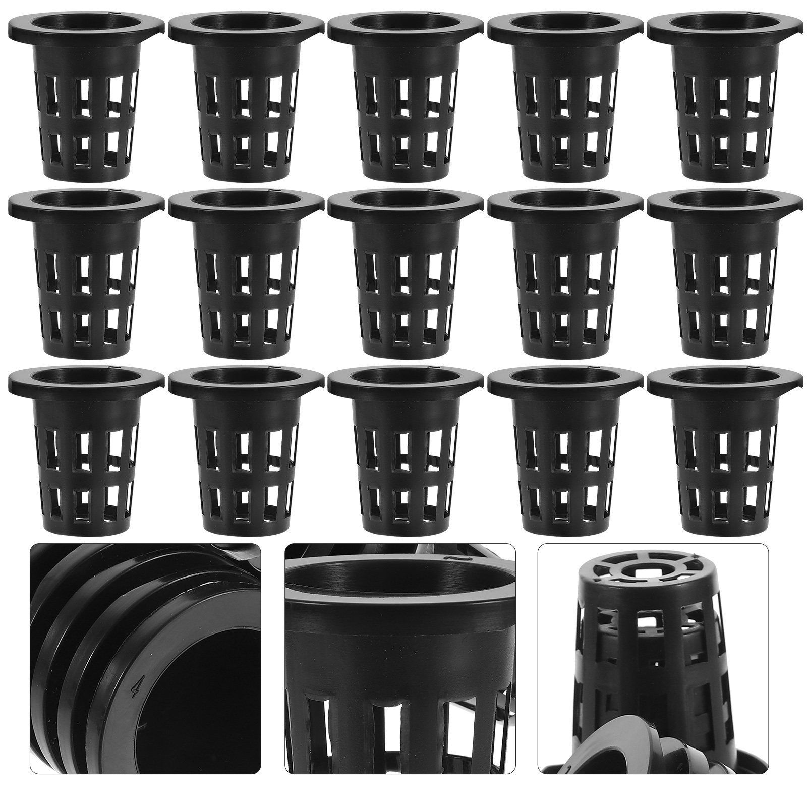 Plant Pot - 50個入り プラスチック製 植え込み用バスケット、水耕栽培用ネットポット、穴あきメッシュカップ。ハーブや野菜の栽培、家庭菜園に最適な園芸用具。