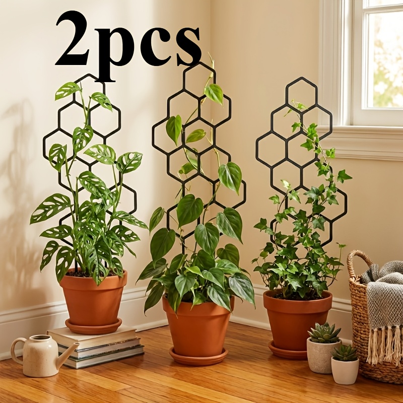 Indoor Herb Garden - 2個入り ハニカム型植物用トレリス 鉢植えのつる性植物用サポート 省スペース 室内/屋外ガーデニング用