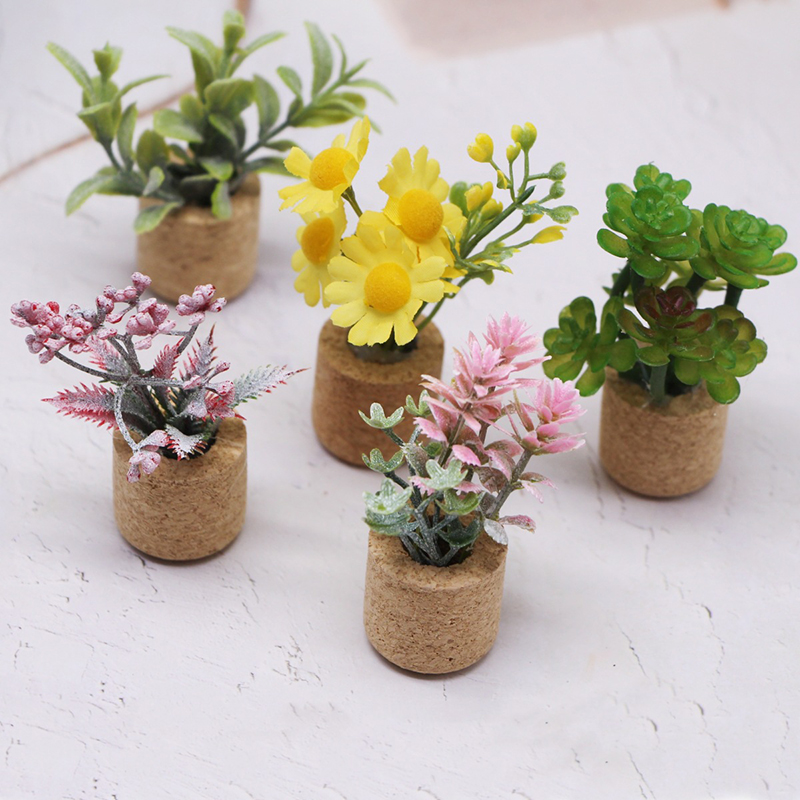 Plant Pot - 1:12 ドールハウスシミュレーション花植物鉢植えモデル人形ホームミニチュア緑植物庭の装飾マイクロ風景飾り
