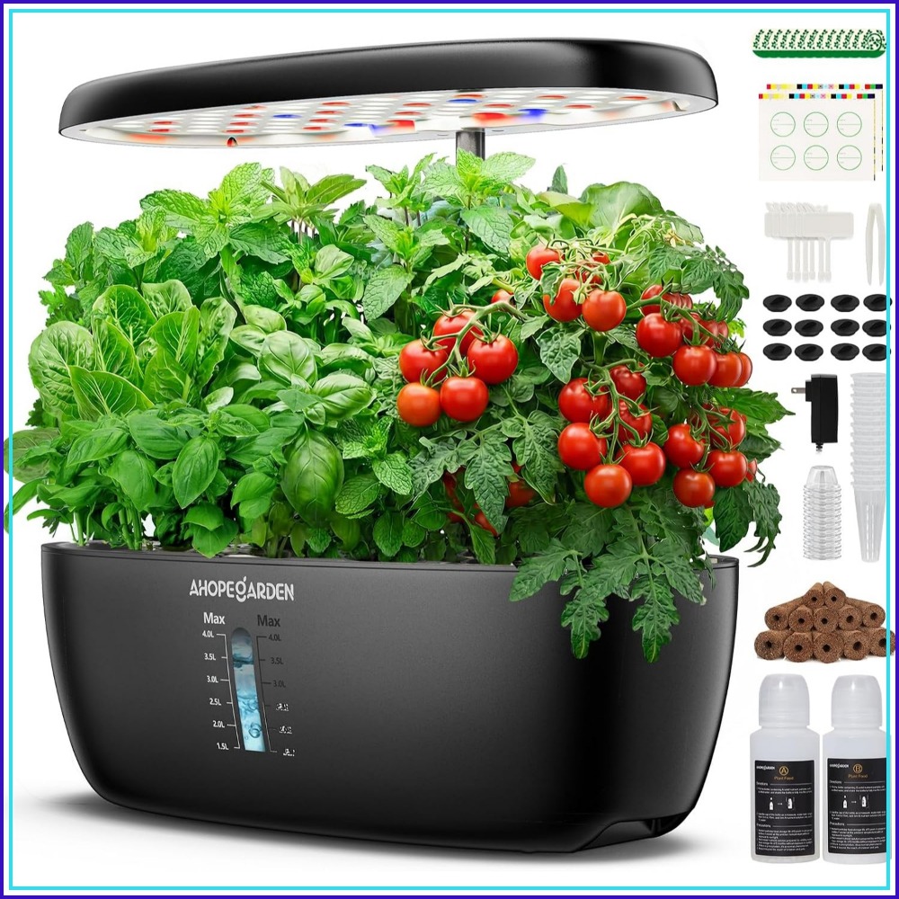 Indoor Herb Garden - 12ポッド水耕栽培ガーデン、LED育成ライト付き、屋内ハーブキット