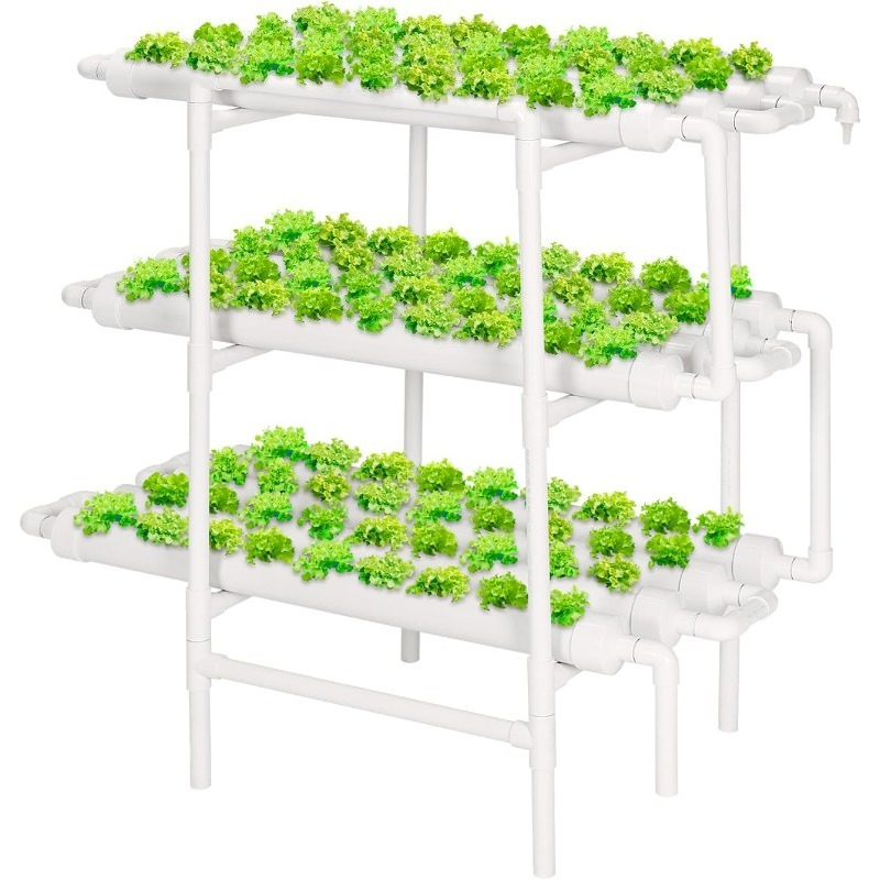 Hydroponic Kit - 垂直型水耕栽培システム、多層パイプ式プランターラック、家庭菜園用の葉物野菜栽培キット（土を使わない）