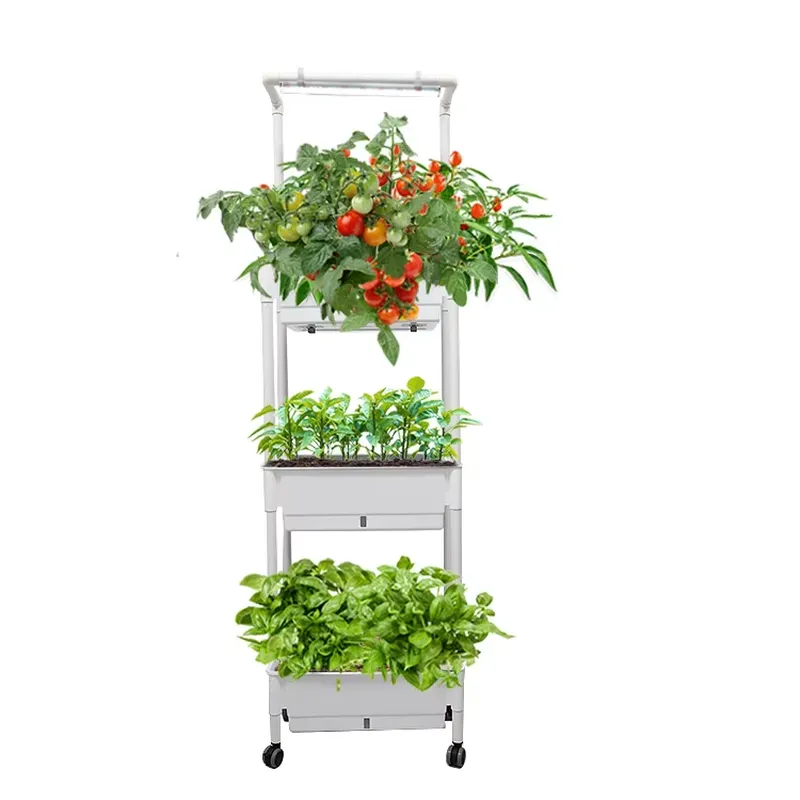 移動式垂直型3段自動給水スマートガーデンプランターボックスス - Indoor Herb Garden のレビューと価格