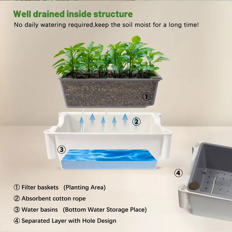 移動式垂直型3段自動給水スマートガーデンプランターボックスス - Indoor Herb Garden のレビューと価格