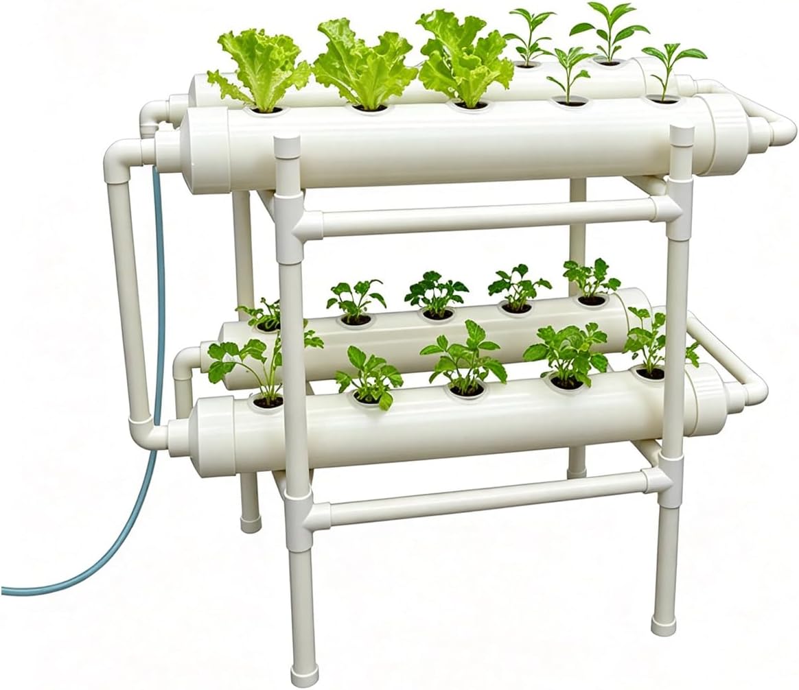 水耕栽培システム 20穴 4パイプ 2層 植物栽培キット 1 - Hydroponic Kit のレビューと価格