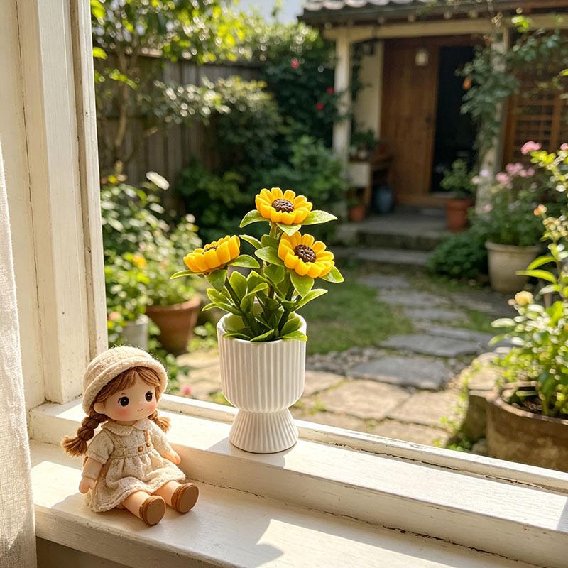 { # ミニチュアのひまわりの鉢植えオーナメント。1/12ス - Plant Pot のレビューと価格