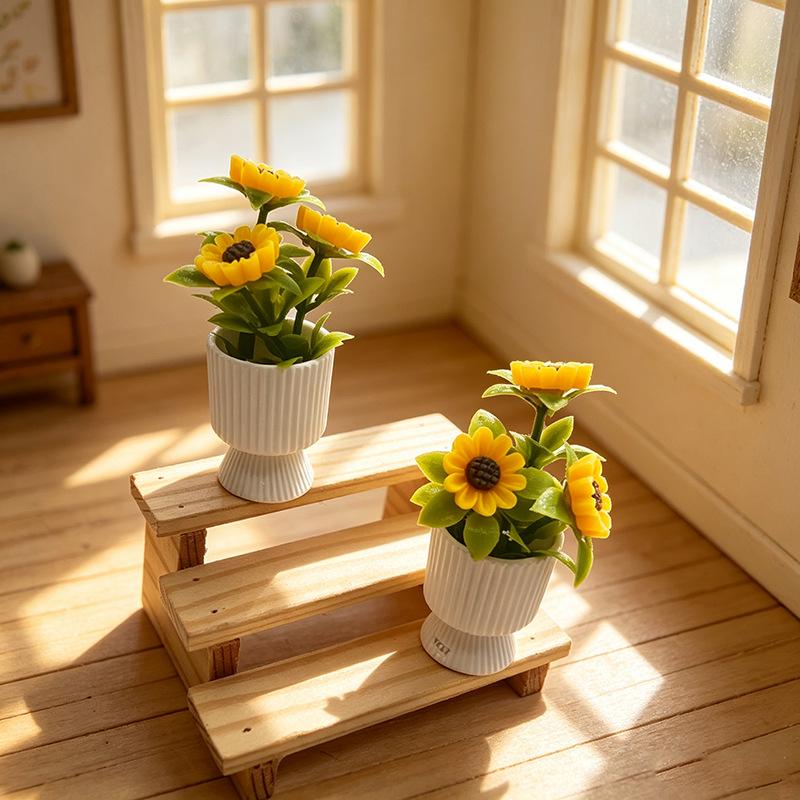 { # ミニチュアのひまわりの鉢植えオーナメント。1/12ス - Plant Pot のレビューと価格