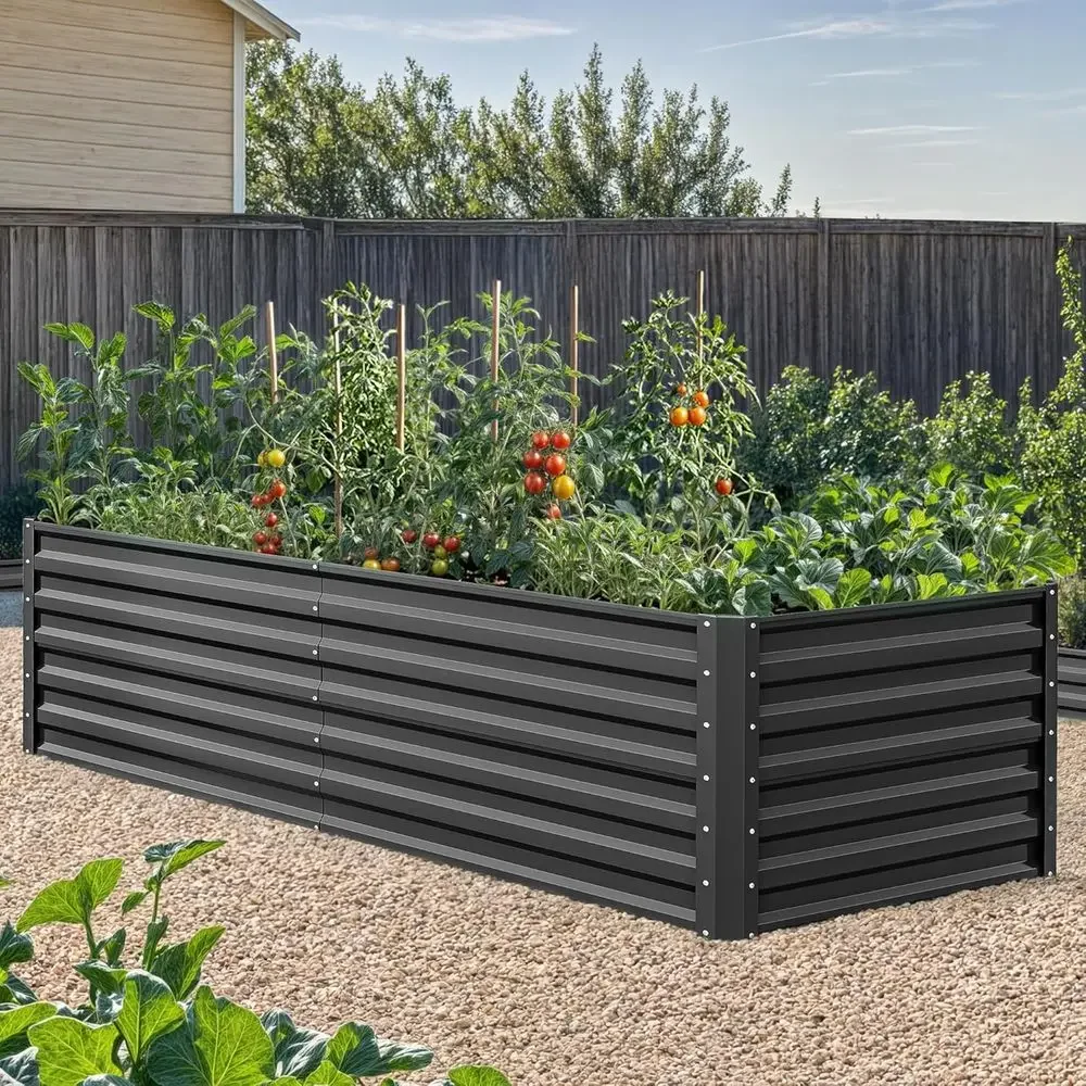 大型72x36x24インチ亜鉛メッキ金属製高床式菜園（手袋と - Garden Gloves のレビューと価格