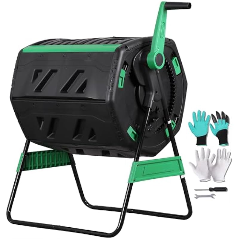 53ガロンの2分割式回転式コンポストボックス。人間工学に基づ - Compost Bin のレビューと価格