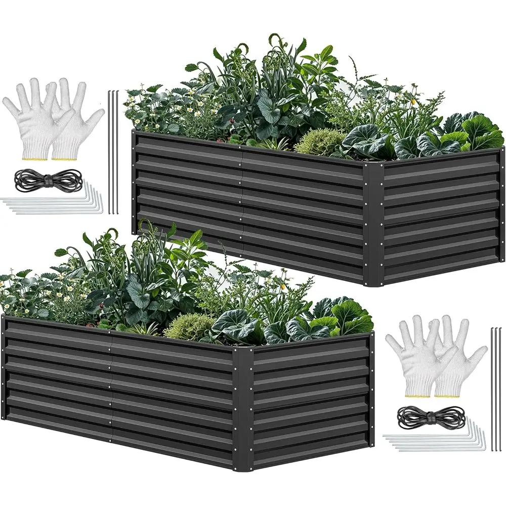 6x3x2フィートの大型亜鉛メッキ金属製レイズドガーデンベッ - Garden Gloves のレビューと価格