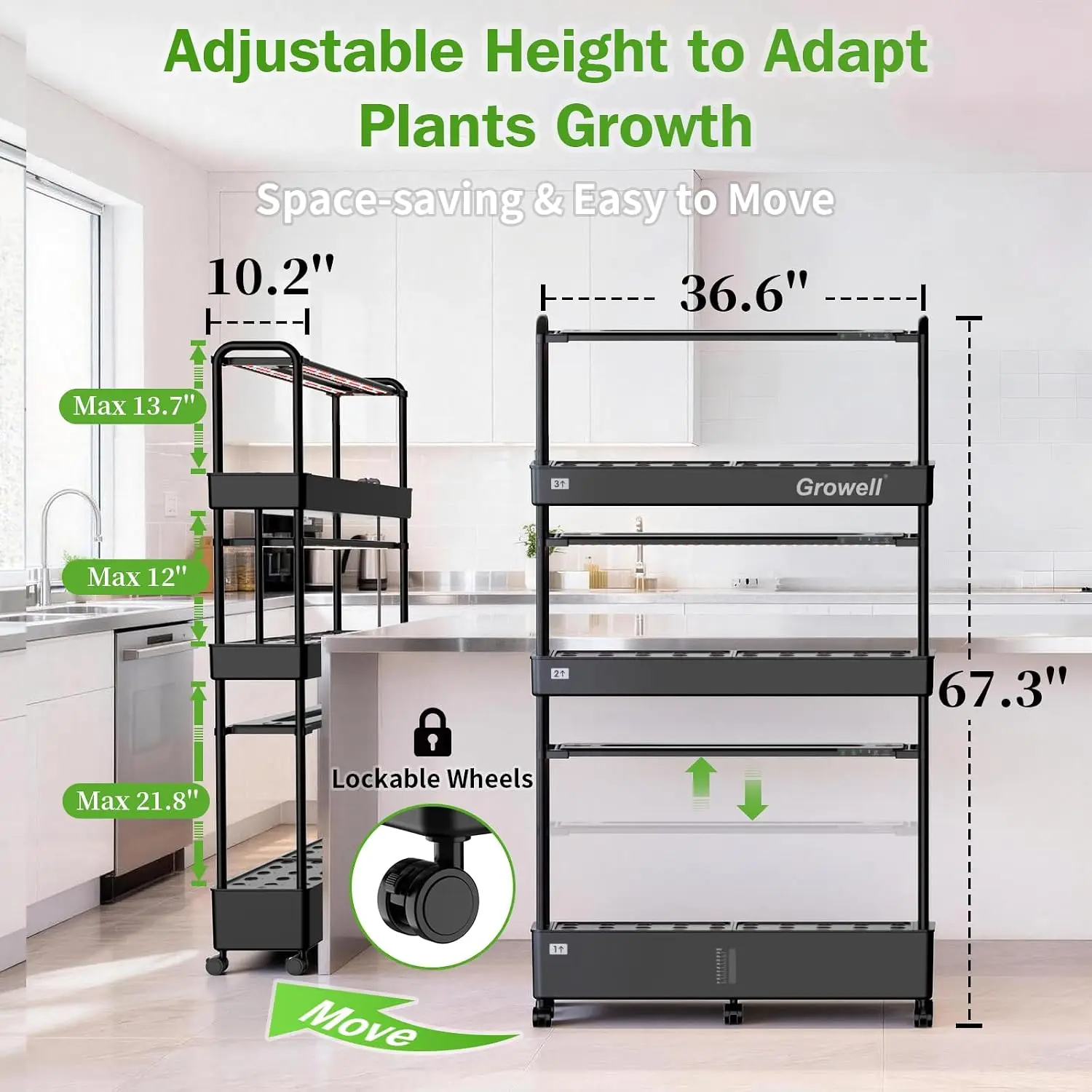 大型水耕栽培システムキット、90ポッドの垂直型室内ハーブガー - Indoor Herb Garden のレビューと価格
