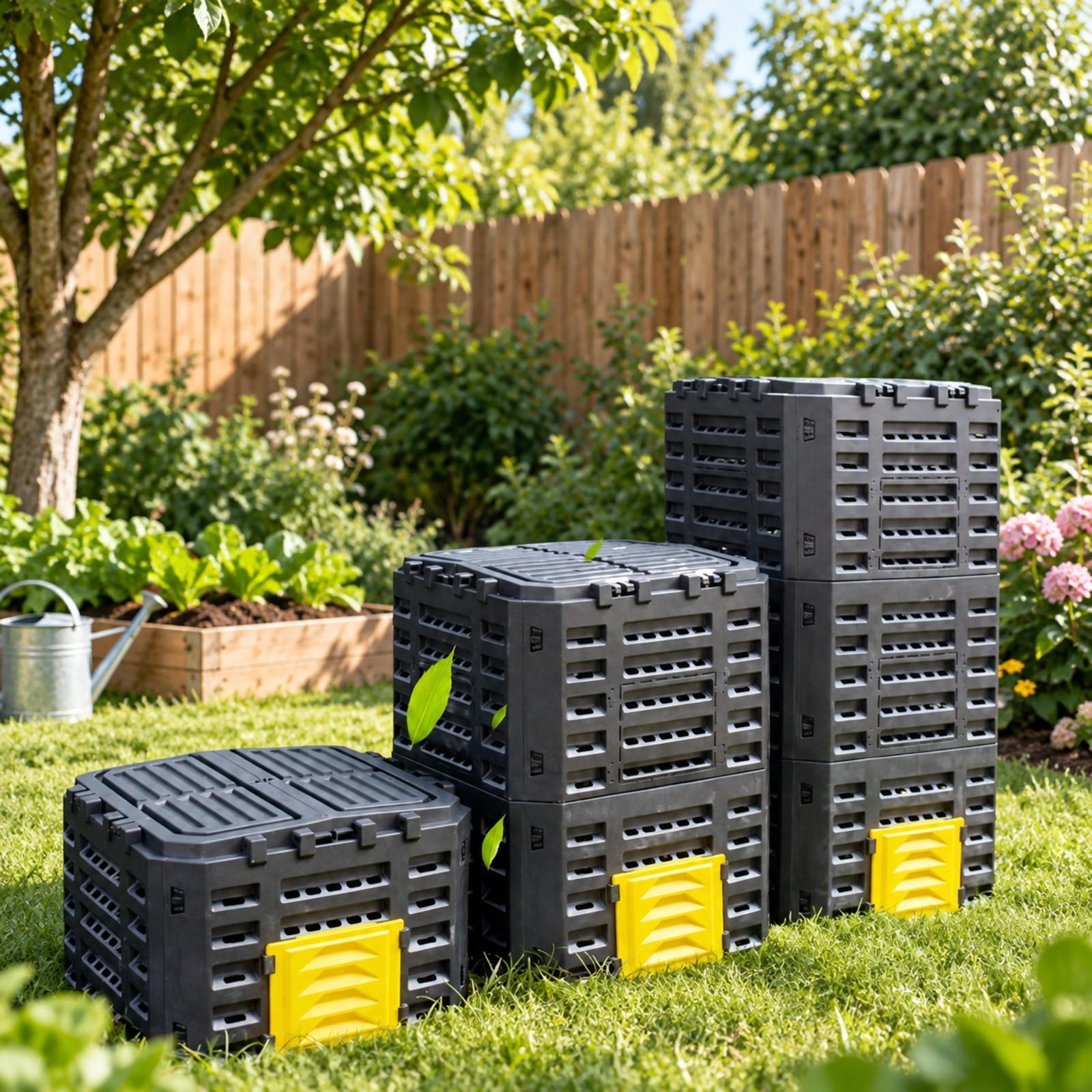 庭用のコンポストボックス。通気性の良い側面と前面ドアを備えた - Compost Bin のレビューと価格