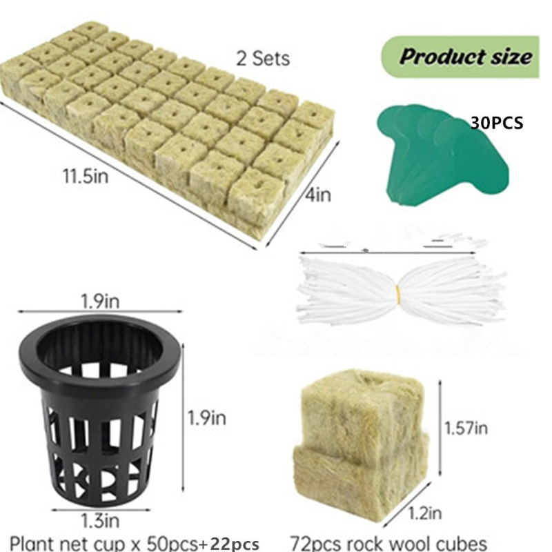 72個入り水耕栽培ロックウールキューブとネットポット - 室 - Hydroponic Kit のレビューと価格